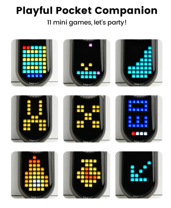 LOOP GEAR LOOPDOT-Pixel Display EDC Flashlight With Fidget Dial - 11 mini games to play.