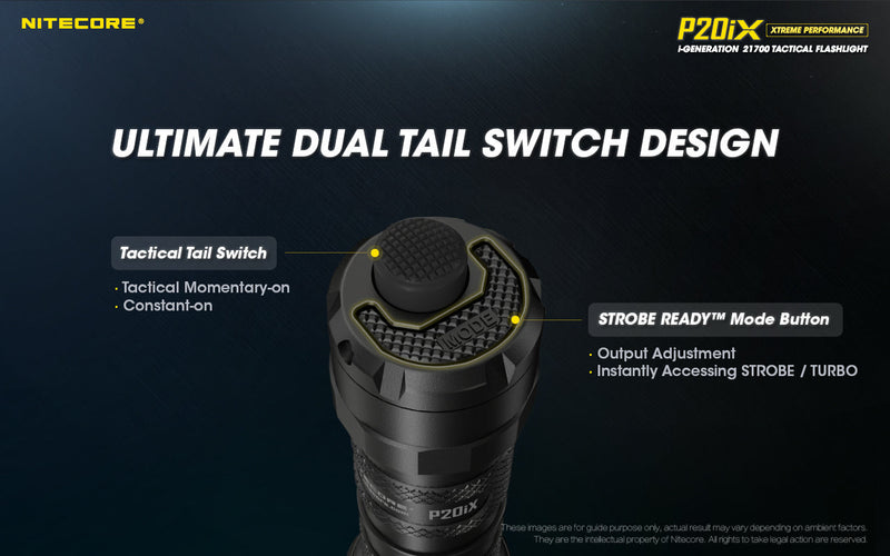 Nitecore  P20iX Extreme Performance i Generation21700 Tactical Flashlight with 4000 lumens  with ultimate dual tail switch design.