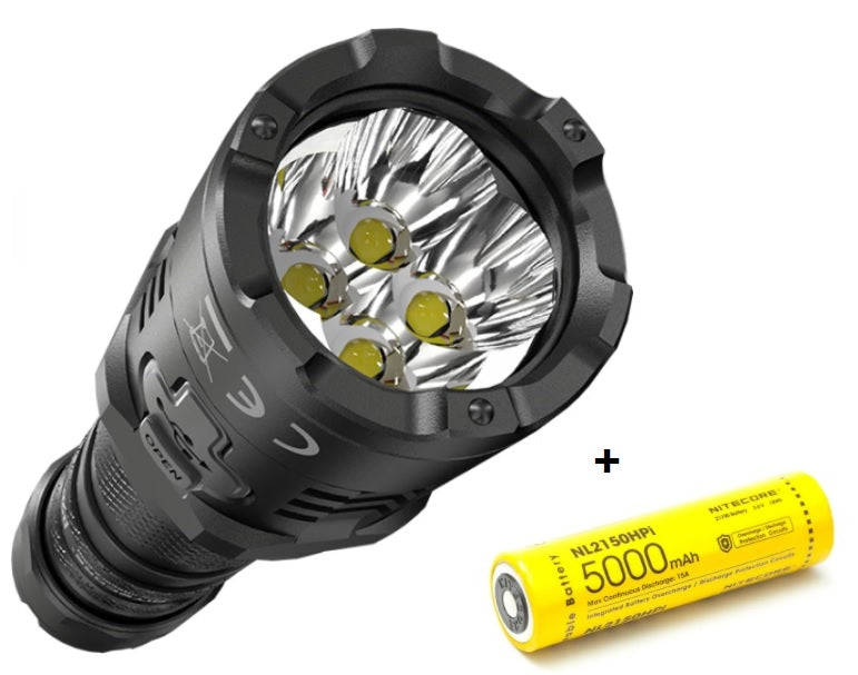 Nitecore P20iX Xtreme Performance i-Generation 21700 tactical flashlight with 4000 lumens with F21i fast charging power system with Nitecore NL2150HPi lithium battery