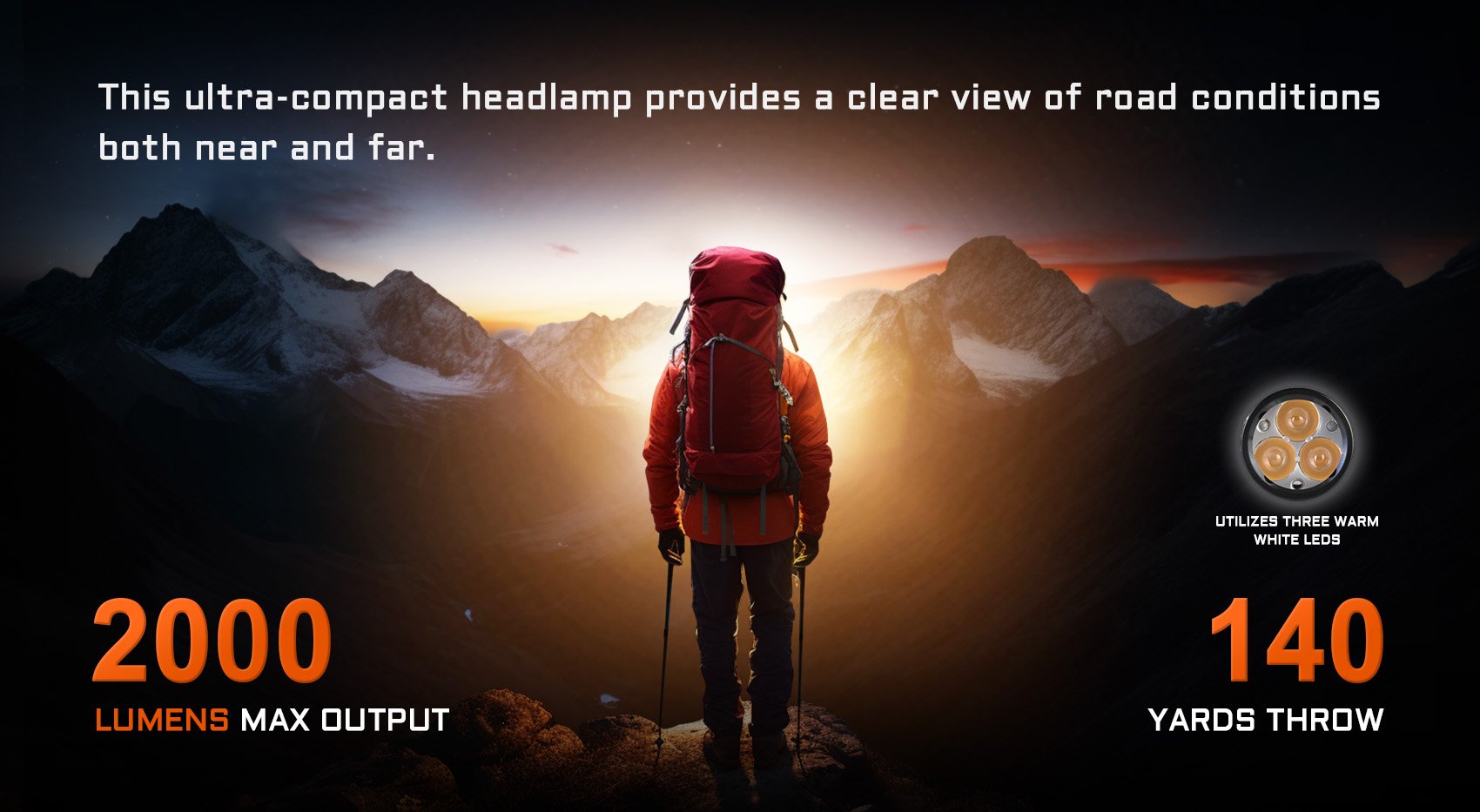 Acebeam H17 2.0 Headlamp 2000 Lumens CRI 90+ provides a clear view of road conditions both near and far.