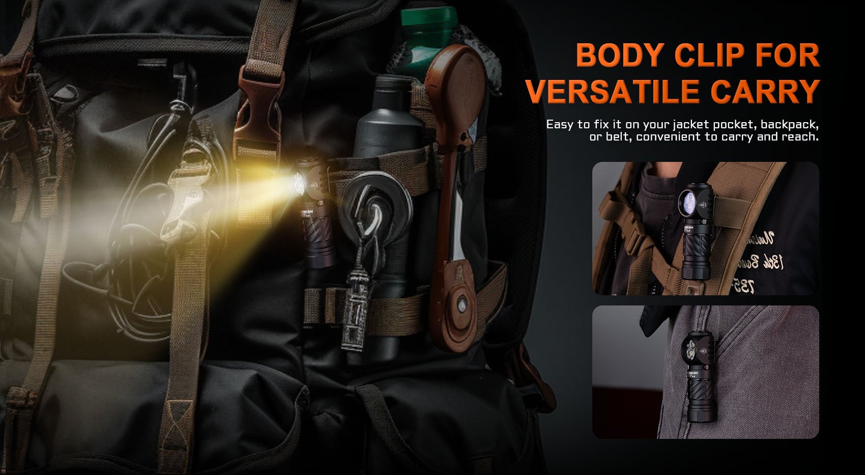 Acebeam H17 2.0 Headlamp 2000 Lumens CRI 90+ with body clip for versatile carry.