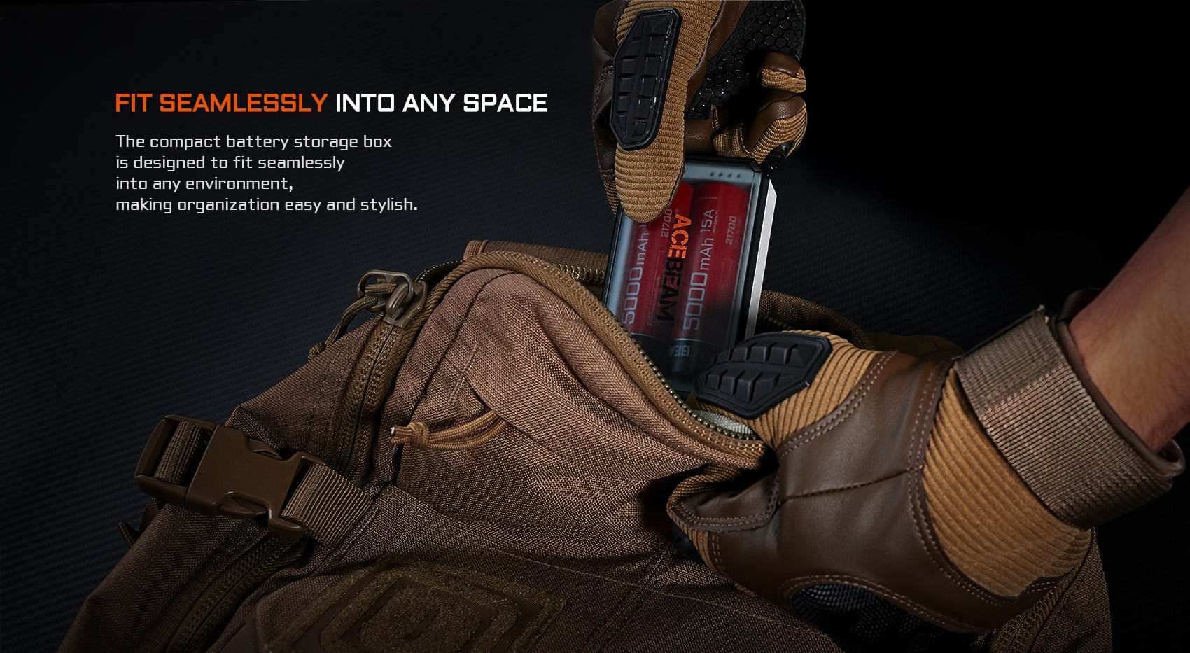 Acebeam A2 Portable Battery Storage Box with Acebeam 18650 lithium batteries