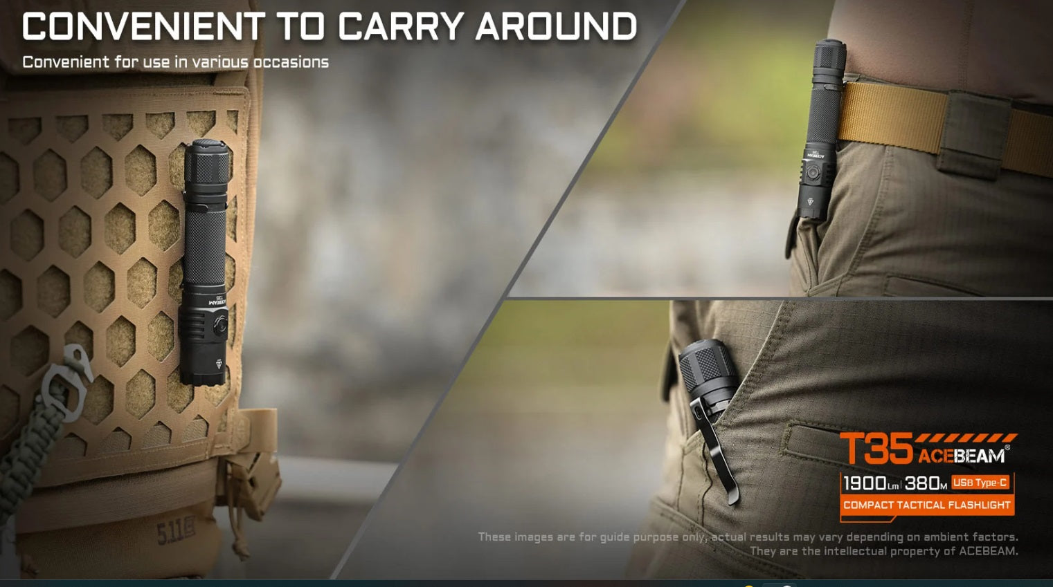 Acebeam T35 Compact Tactical Flashlight with convenient to carry around.