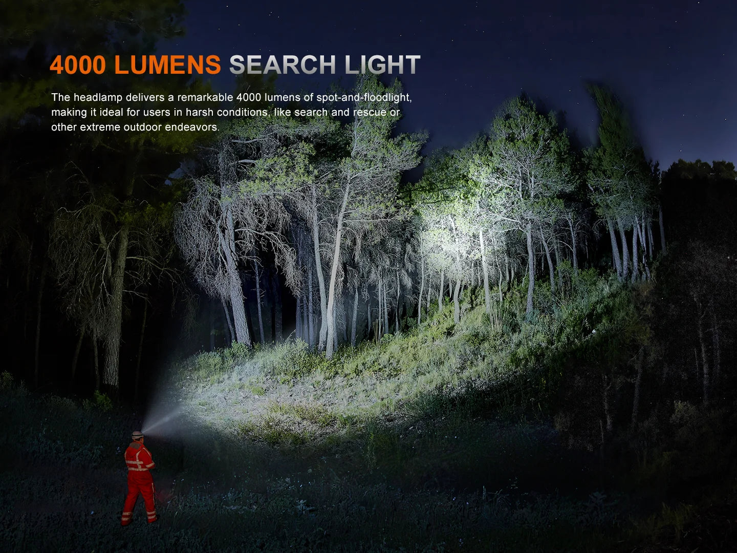Fenix HP35R Rechargeable Headlamp – 4000 Lumen Spotlight & Floodlight with 4000 lumens search light.