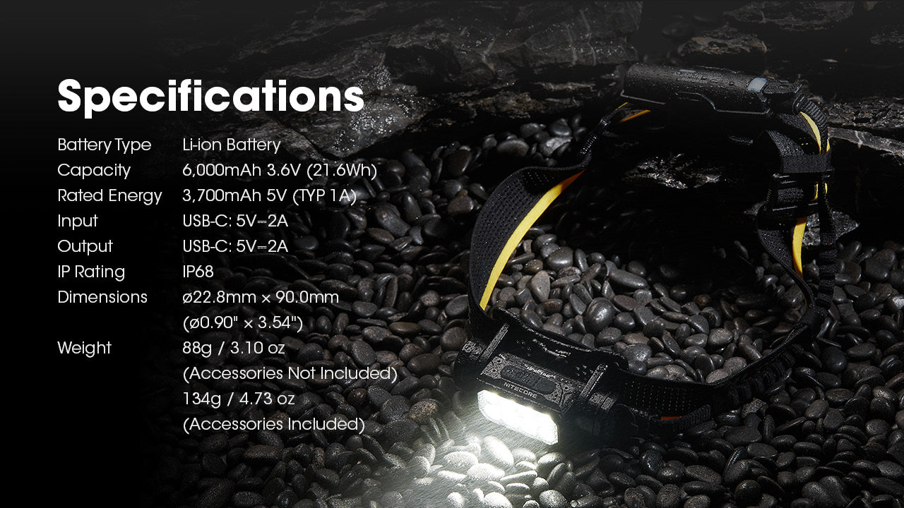 Nitecore Carbon Battery 6K Extended Headlamp Runtime Kit with specification.
