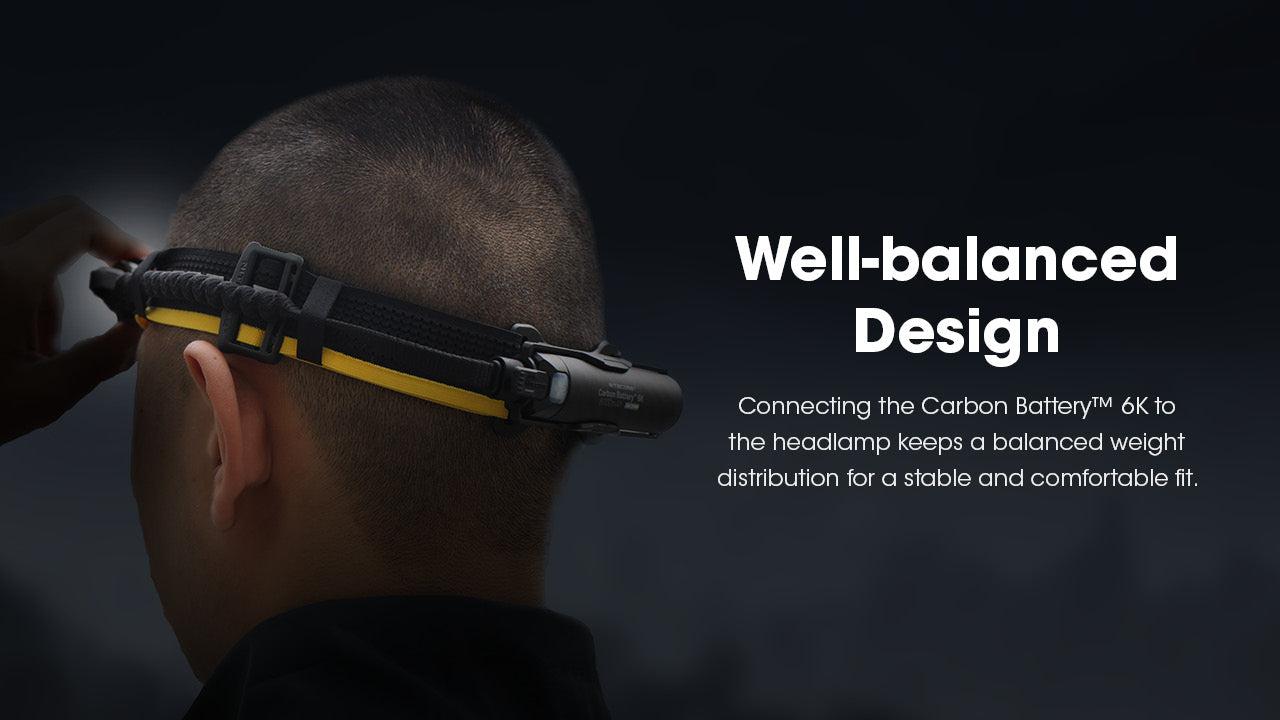 Nitecore Carbon Battery 6K Extended Headlamp Runtime Kit with well balanced design..