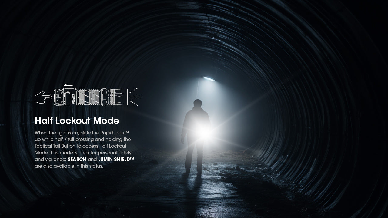 Nitecore EDC33 Tactical EDC Flashlight with half lockout mode.