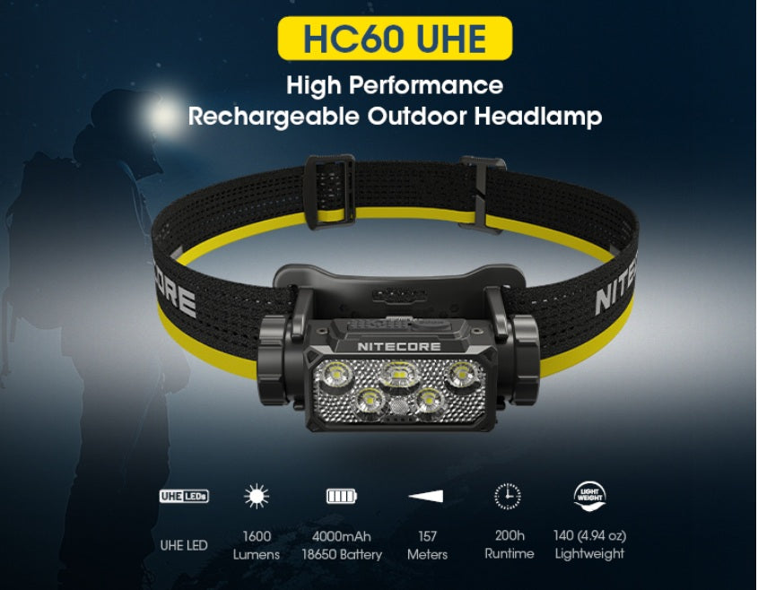 Nitecore HC60 UHE Rechargeable Outdoor Headlamp