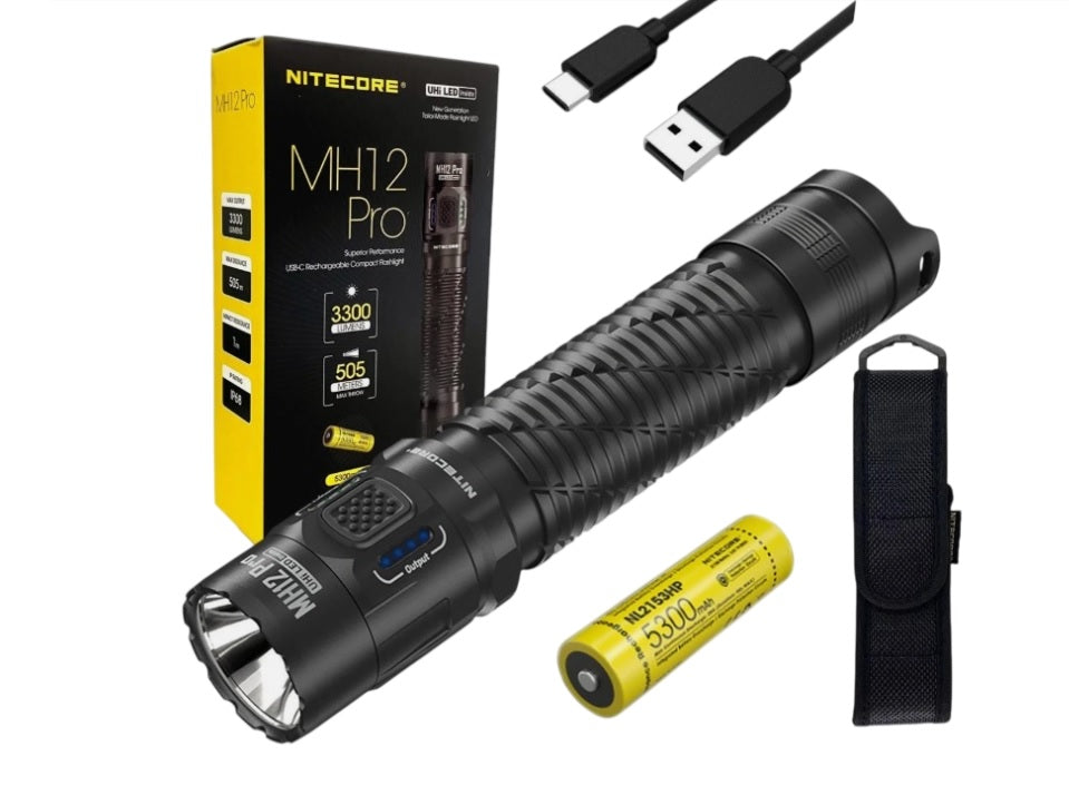 NITECORE MH12 Pro Ultra Long Range Flashlight with a maximum output of 3,300 lumens