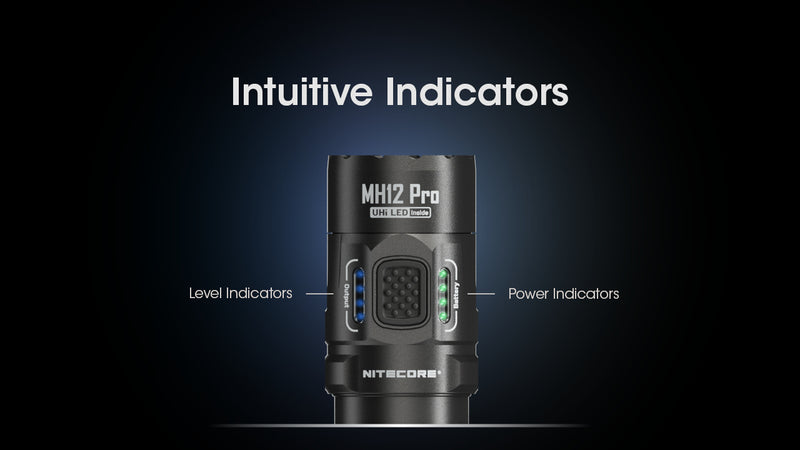 NITECORE MH12 Pro Ultra Long Range Flashlight with a maximum output of 3,300 lumens with intuitive indicators.