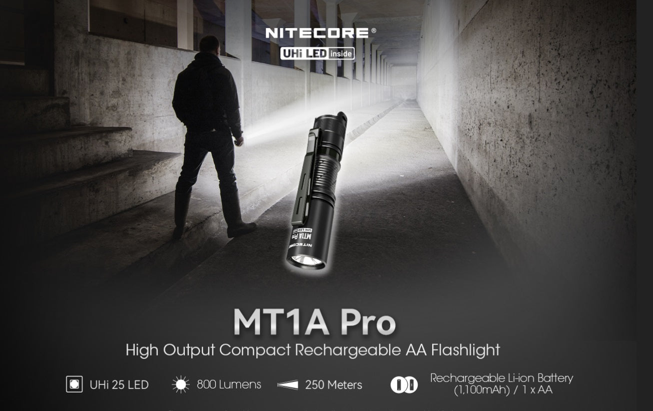 Nitecore MT1A Pro 800 Lumens Rechargeable AA Flashlight
