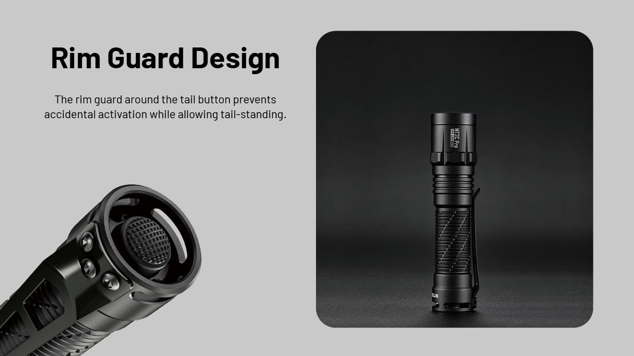 Nitecore MT2C Pro High Output Compact Tactical Flashlight with rim guard design.