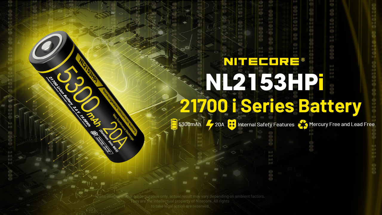 Nitecore NL2153HPi Rechargeable 21700 i Series lithium battery with 5300 mAh