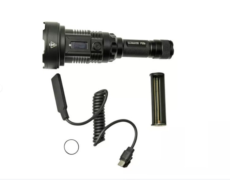 Nitecore P35i Flashlight Ultra Long Distance Dual Beam LEP and accessories.