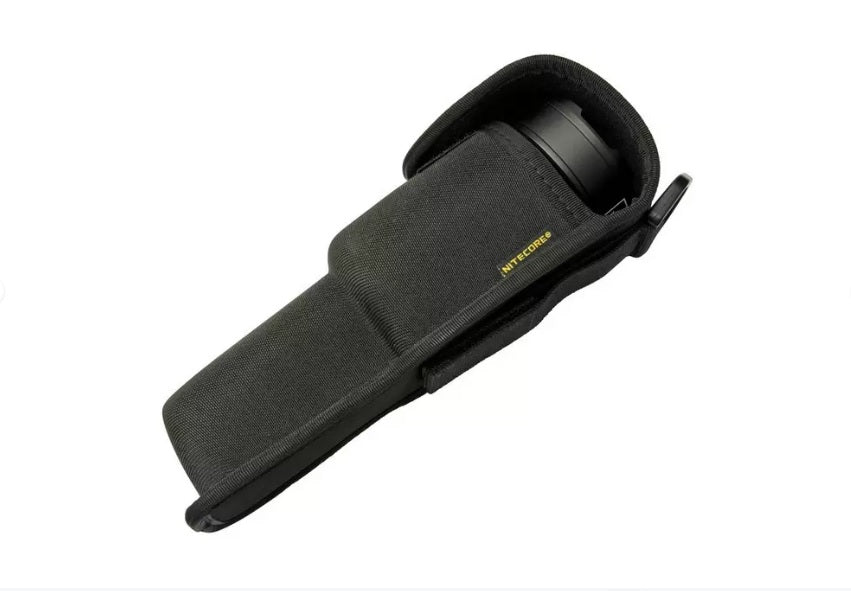Nitecore P35i Flashlight Ultra Long Distance Dual Beam LEP in holster.