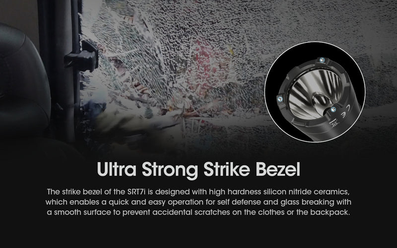 Nitecore SRT7i 3000 lumens Smart Ring Tactical Flashlight with ultra strong strike bezel.