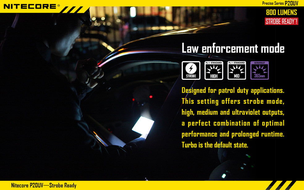 Nitecore P20UV CREE XM-L2 LED Flashlight - 800 Lumens Runs on 2 x CR123A or 1 x 18650 Battery