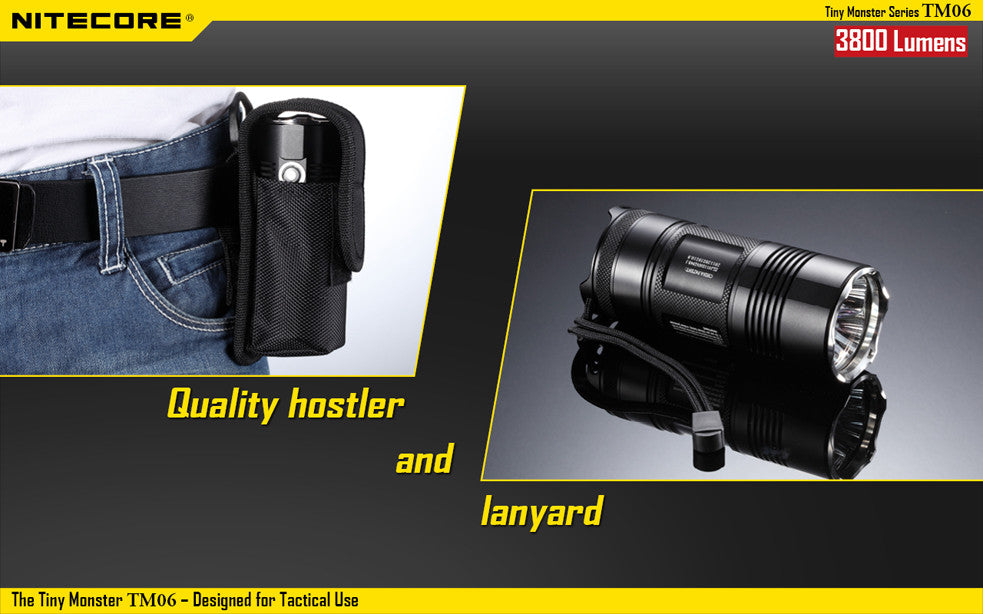 Nitecore TM06 Tactical LED Flashlight with 4 x Nitecore NL1823 2300 mAh 18650 lithium batteries