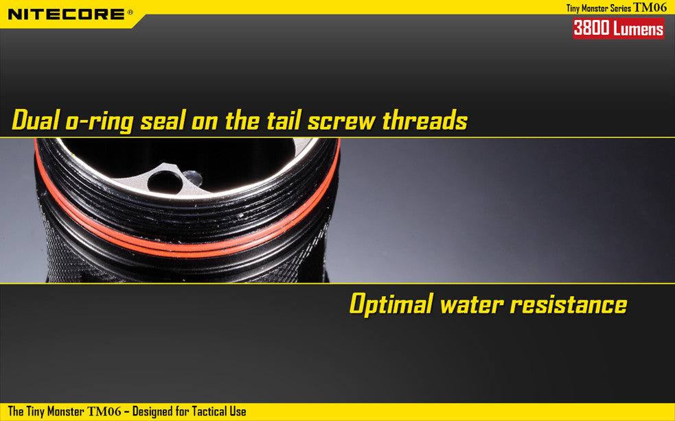 Nitecore TM06 Tactical LED Flashlight with 4 x Nitecore NL1823 2300 mAh 18650 lithium batteries