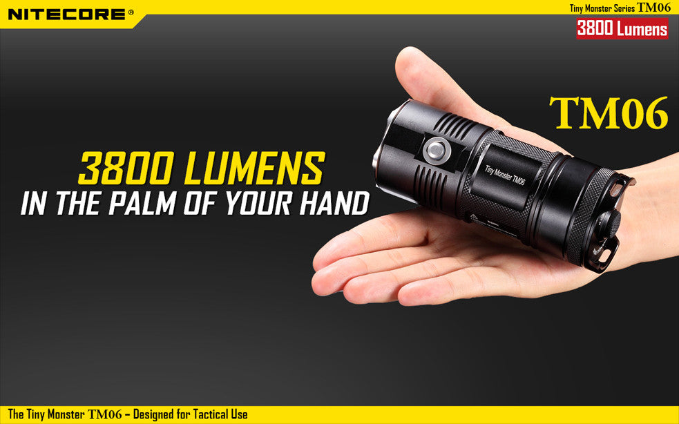 Nitecore TM06 Tactical LED Flashlight with 4 x Nitecore NL1823 2300 mAh 18650 lithium batteries