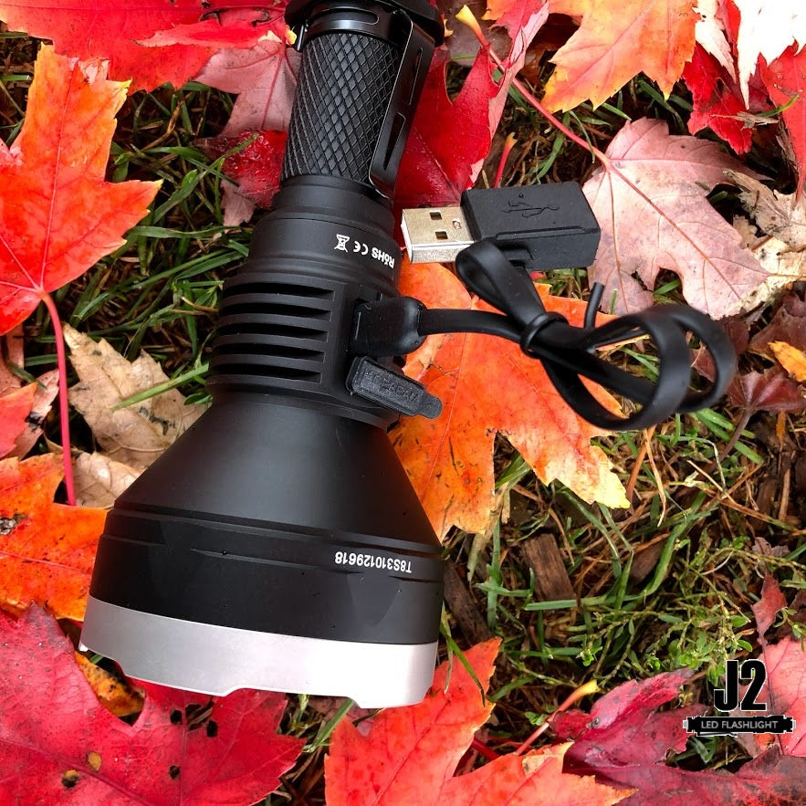 Acebeam T27 ultra long range LED flashlight with a beam that reaches over 3800 Feet