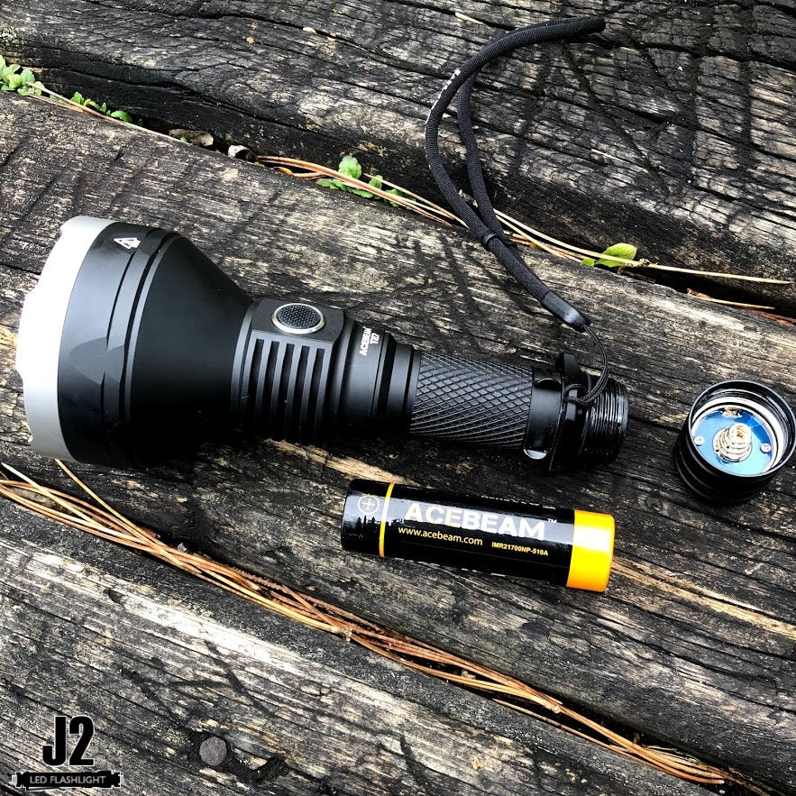 Acebeam T27 ultra long range LED flashlight with a beam that reaches over 3800 Feet