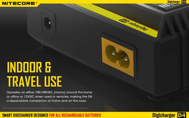 Nitecore D4 Digicharger + car adapter