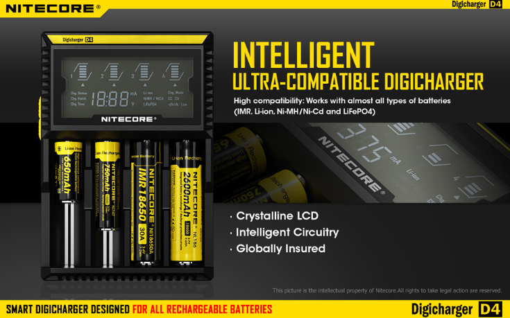 Nitecore D4 Digicharger + car adapter