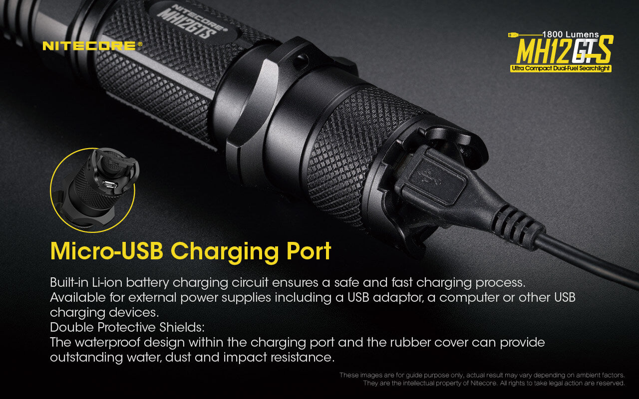 Nitecore MH12GTS is a micro USB charging port.