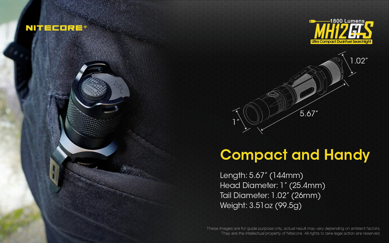 Nitecore Mh12GTS is compact and handy.