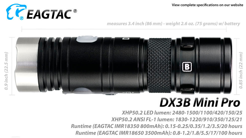 Eagtac DX3B Mini Pro Cool White LED Flashlight