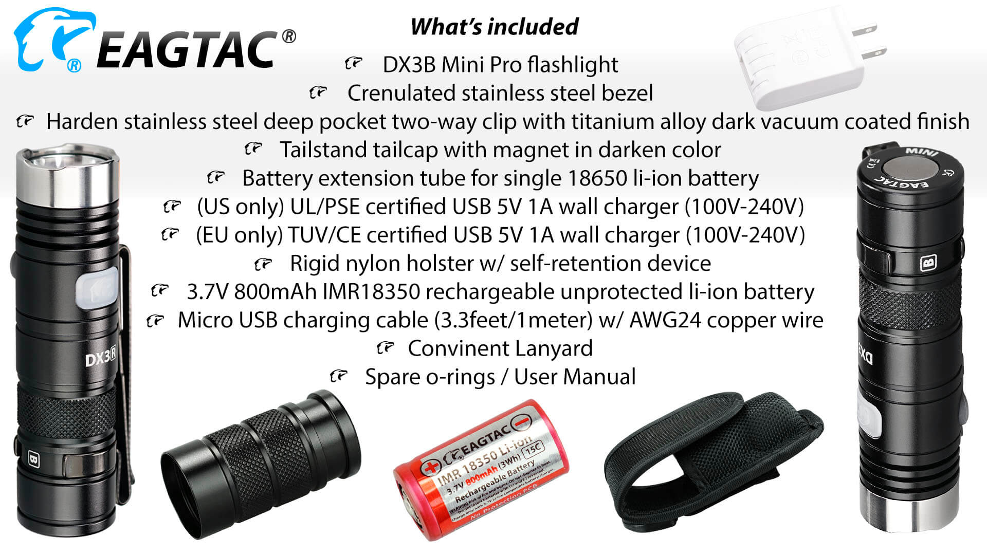 Eagtac DX3B Mini Pro Cool White LED Flashlight