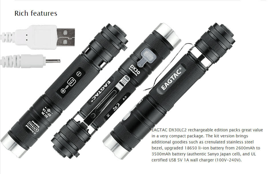 EagleTac DX30LC2-R Kit CREE XP-L HI V3 Cool White LED Flashlight