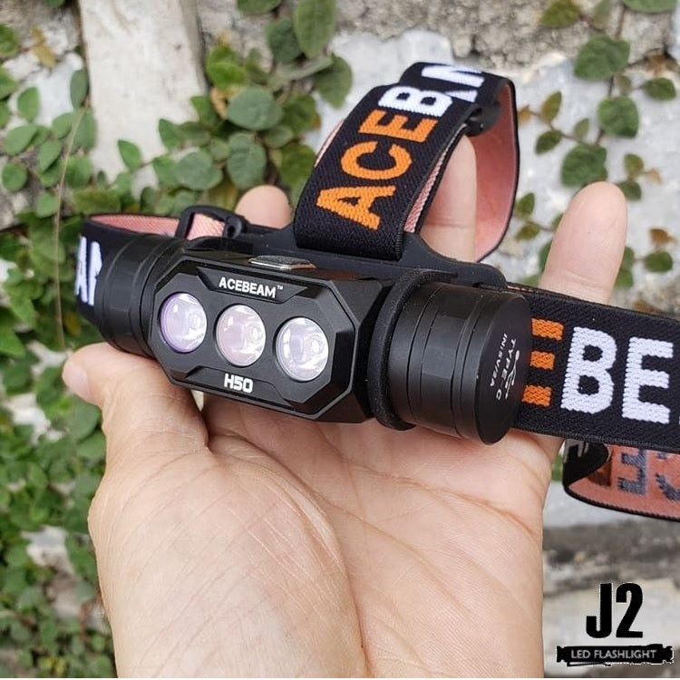 Acebeam H50 head lamp has three LEDs at Acebeam Canada