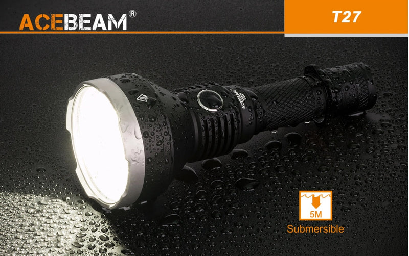 Acebeam T27 Tactical and Hunting Rechargeable Thrower flashlight with 5m Submersible