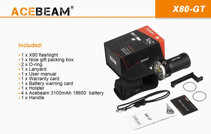 Acebeam X80GT come with accessories included