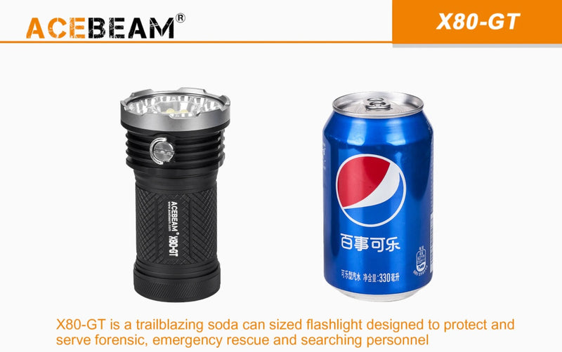 Acebeam X80GT is a trail blazing soda can sized flashlight