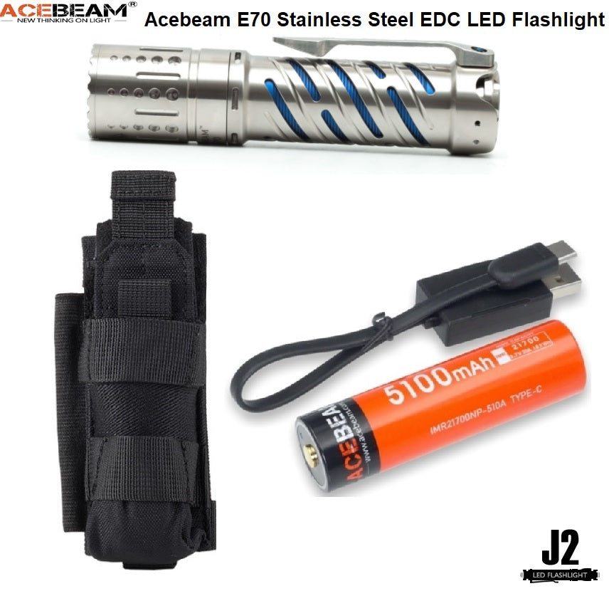 Acebeam E70-SS Stainless Steel Compact EDC LED flashlight 4000 lumens