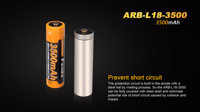 Fenix ARB L18 3500 Rechargeable Li-ion Battery prevents short circuit