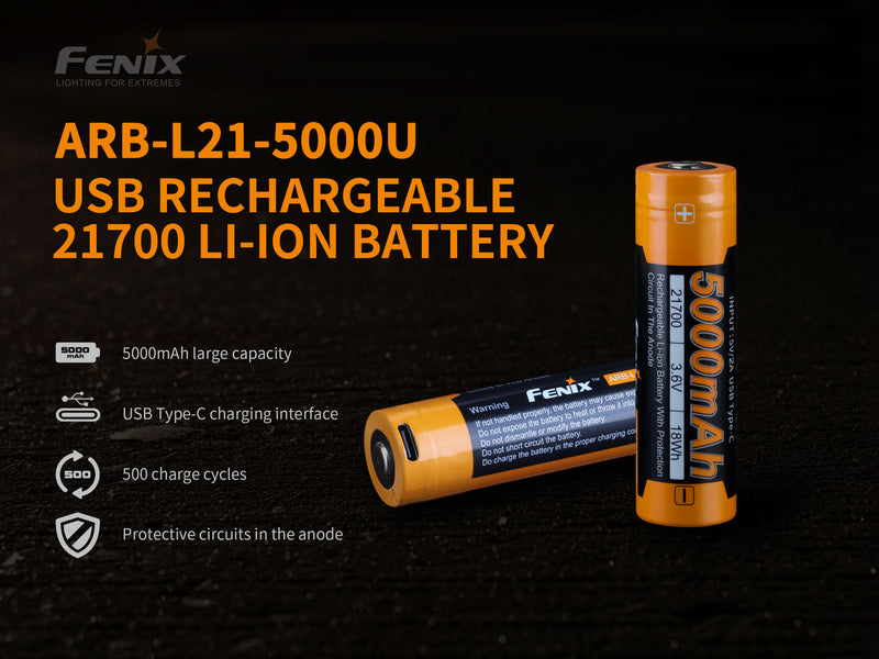 Fenix ARB L21 5000U USB Rechargeable 21700 Li-ion Battery