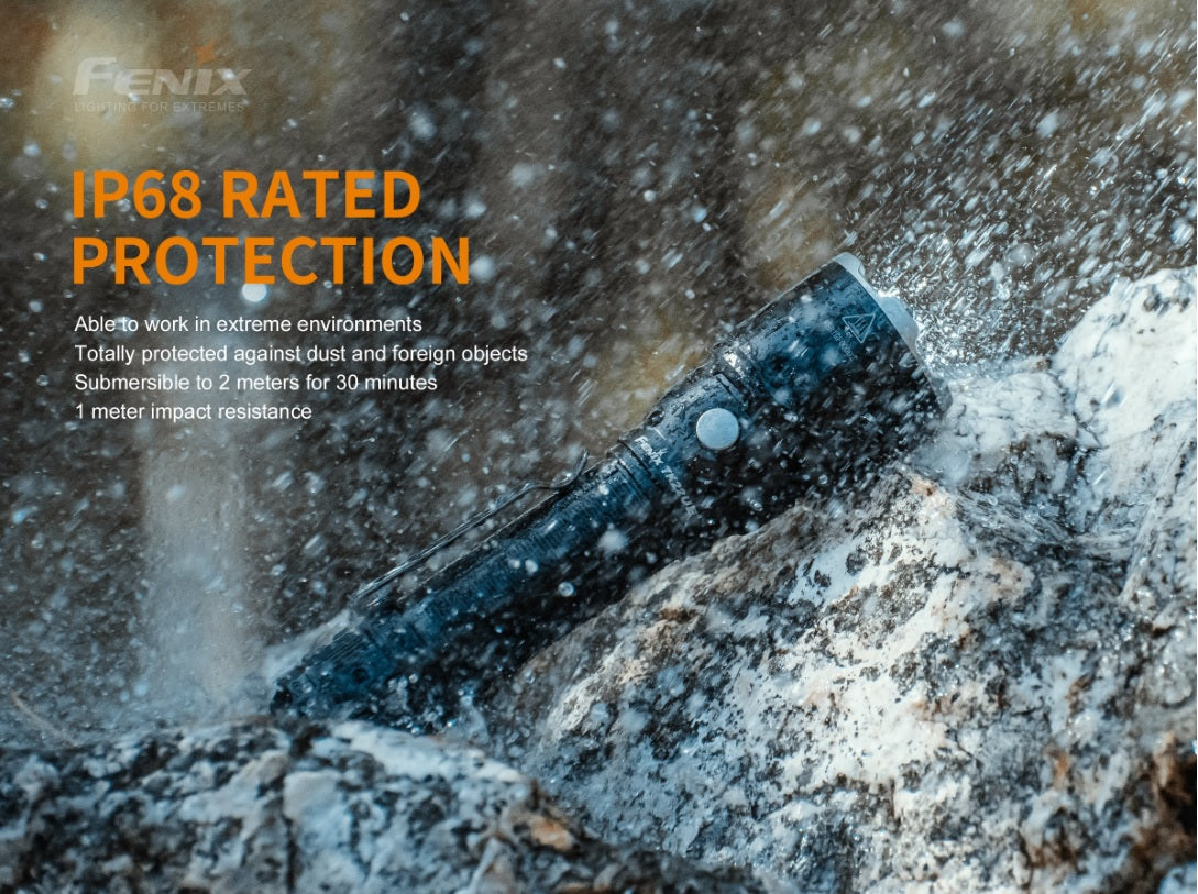 Fenix TK22UE tactical led flashlight with 1600 lumens has a IP68 Rated Protection