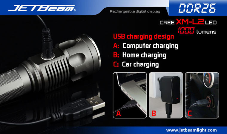 JETBeam DDR26 Cree XM-L2 LED Flashlight 1000 lumens