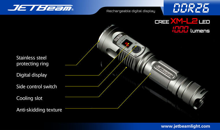 JETBeam DDR26 Cree XM-L2 LED Flashlight 1000 lumens