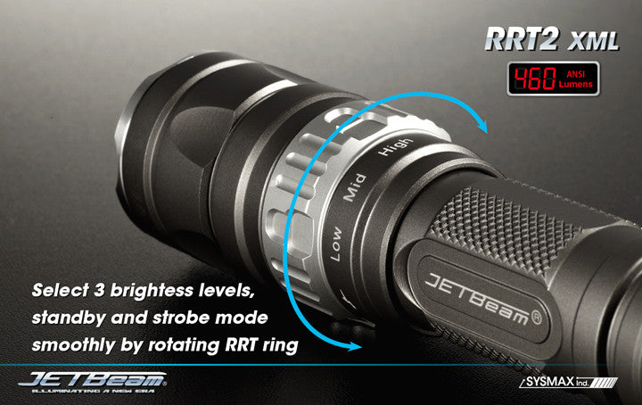 JETBeam RRT-2 LED Flashlight + Nitecore Micro-USB 2600mAh 18650 Rechargeable Battery