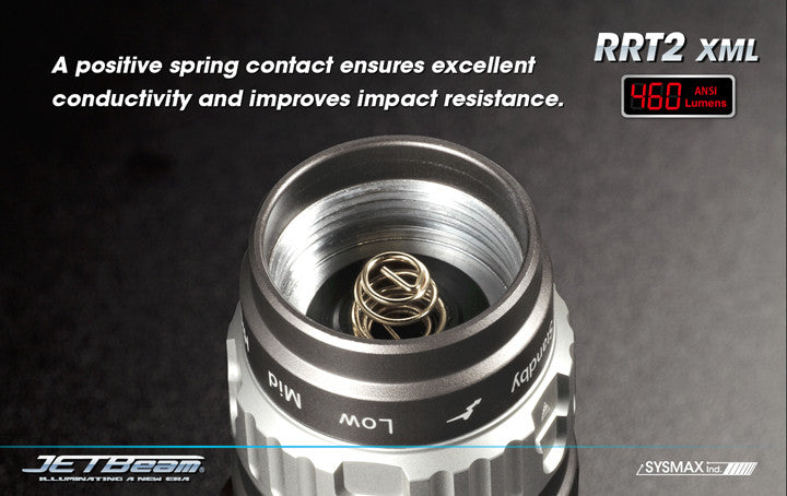 JETBeam RRT-2 LED Flashlight + Nitecore Micro-USB 2600mAh 18650 Rechargeable Battery