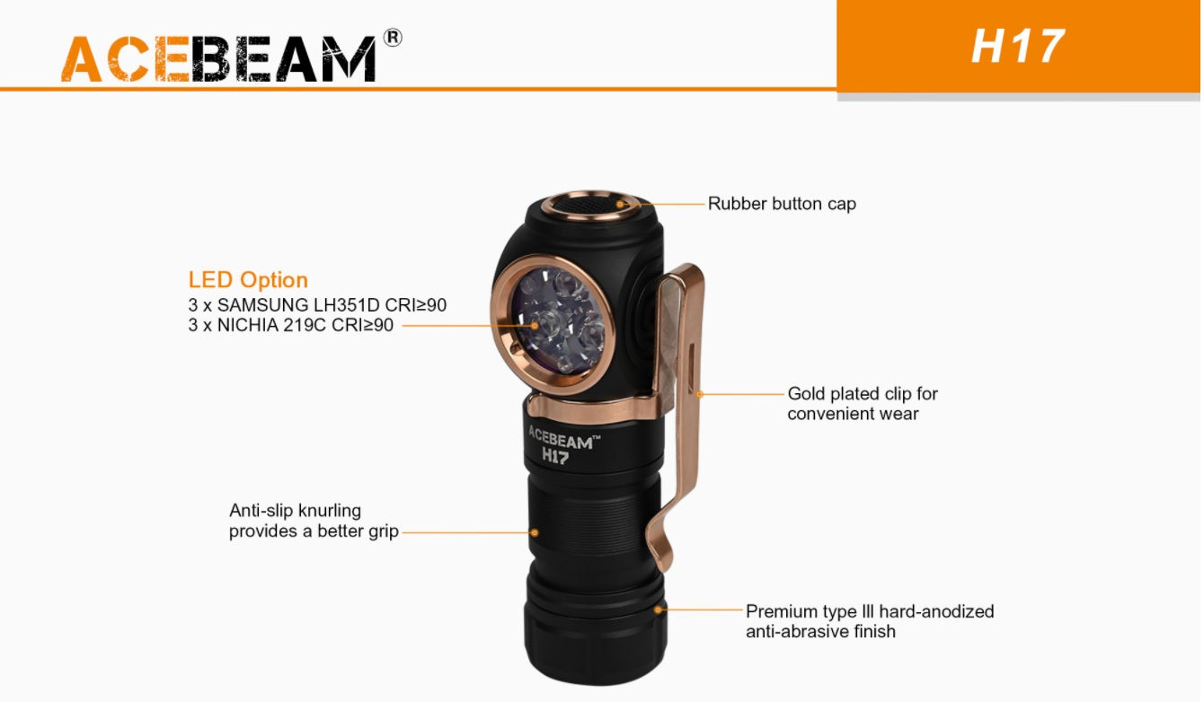 LED Option for Acebeam Multiple LED Choices Maximum Versatility headlamp