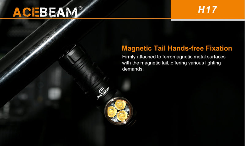 Magnetic Tail Hands Free Fixation for Acebeam Multiple LED Choices Maximum Versatility headlamp