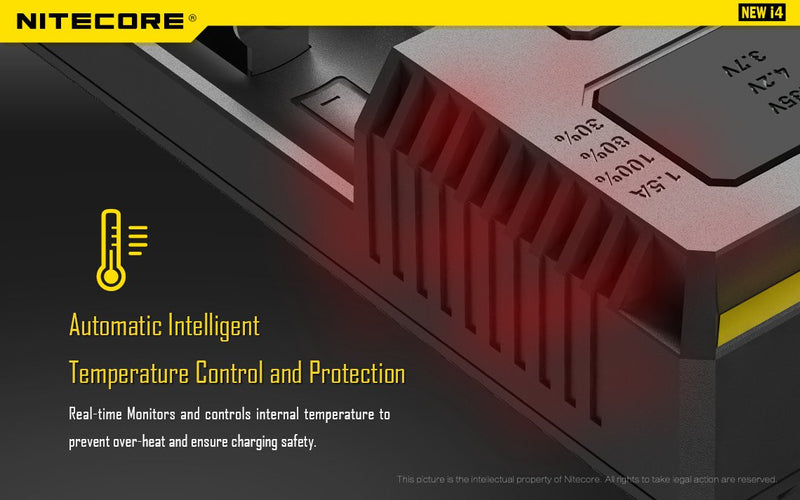 Nitecore i4 charger has automatic intelligent temperature control and protection.