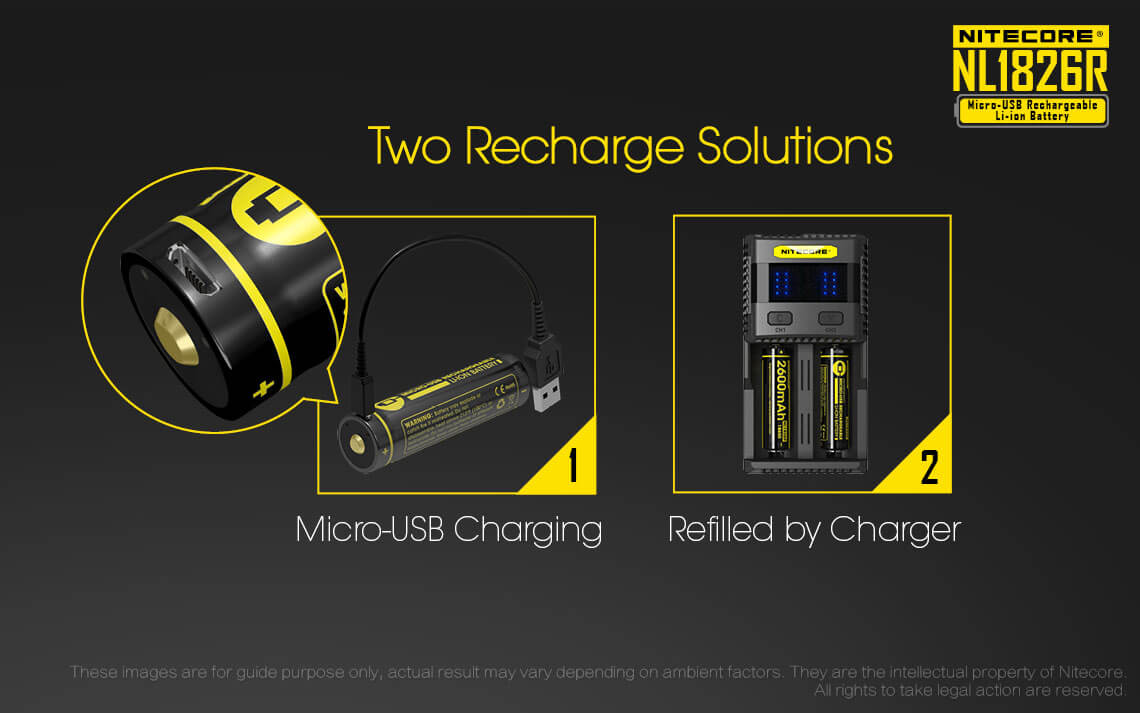 Nitecore NL1826R Micro USB Rechargeable Li-ion Battery 2600 mAh