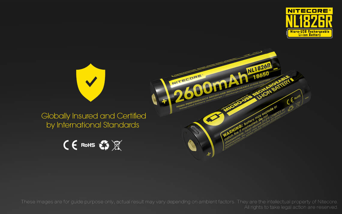 Nitecore NL1826R Micro USB Rechargeable Li-ion Battery 2600 mAh